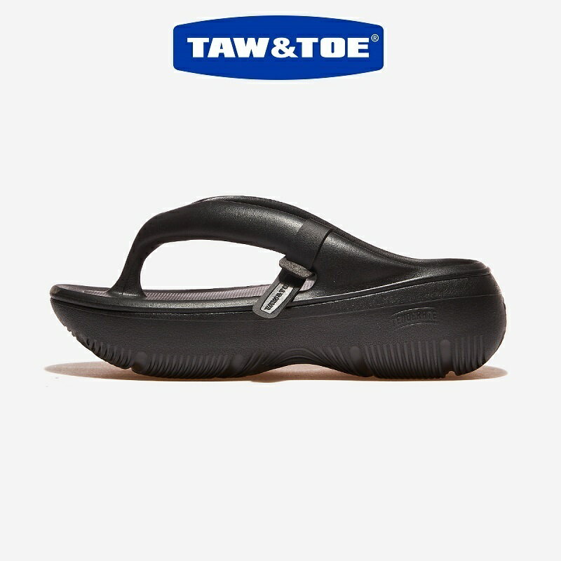 TAW&TOE (トーアンドトー) Zerovity Plumpy Black 人気 厚底トングサンダル リカバリー 6cmヒール 軽量..