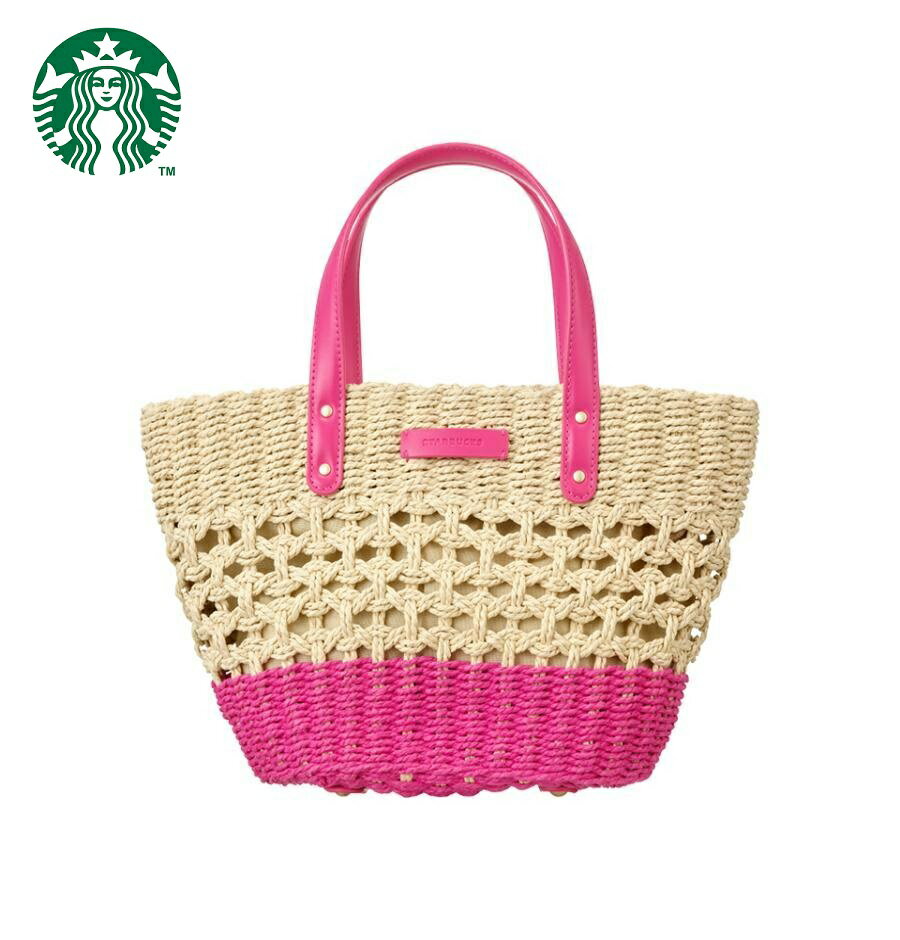 Starbucks Aloha Raffia Tote Bag Pink スターバックス アロハ ラフィア トートバッグ ピンク シーズン限定 おしゃれ かわいい エコバッグ