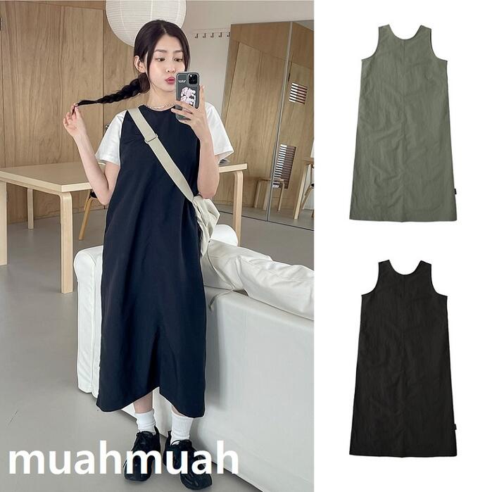 樂天商城 - 【muahmuah（ムアムア）】2025 S/S ムア ナイロンロングワンピース｜軽量ナイロン素材・2色展開・韓国人気レディースファッション・カジュアル＆フェミニンスタイル