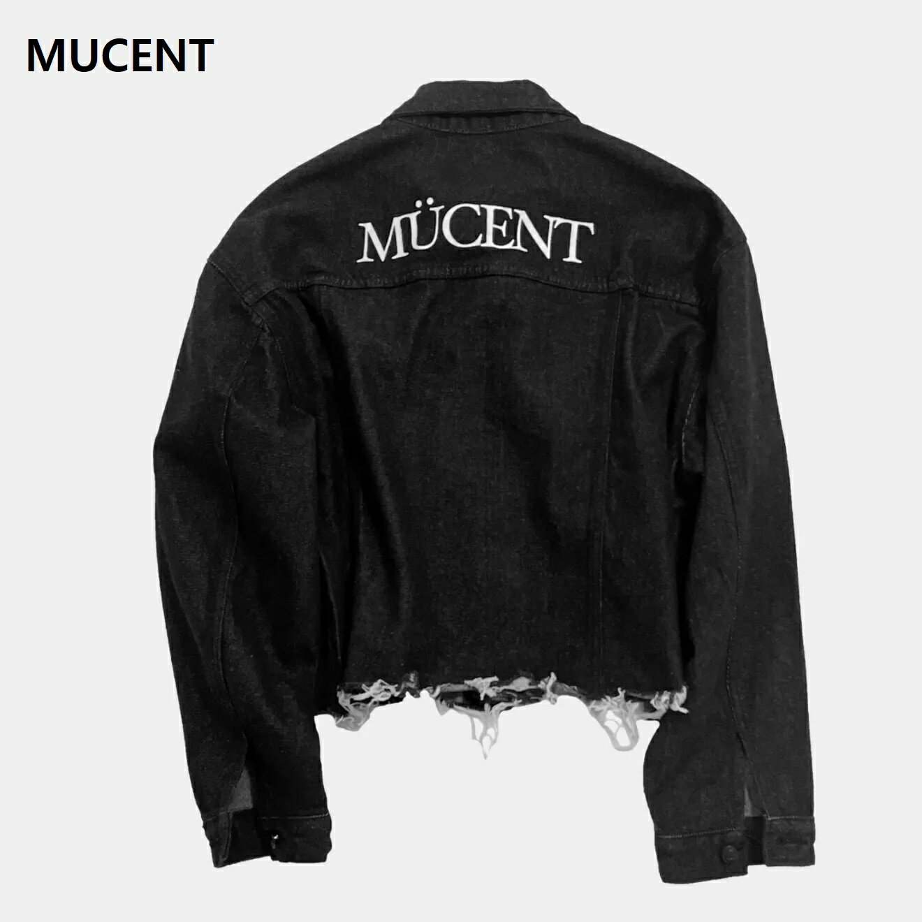 樂天商城 - MUCENT（ムセント） Crop Damage Black Denim Jacket クロップ ダメージ ブラック デニムジャケット 韓国ファッション 限定品 人気 完売必須 Gジャン ストリート ユニセックス