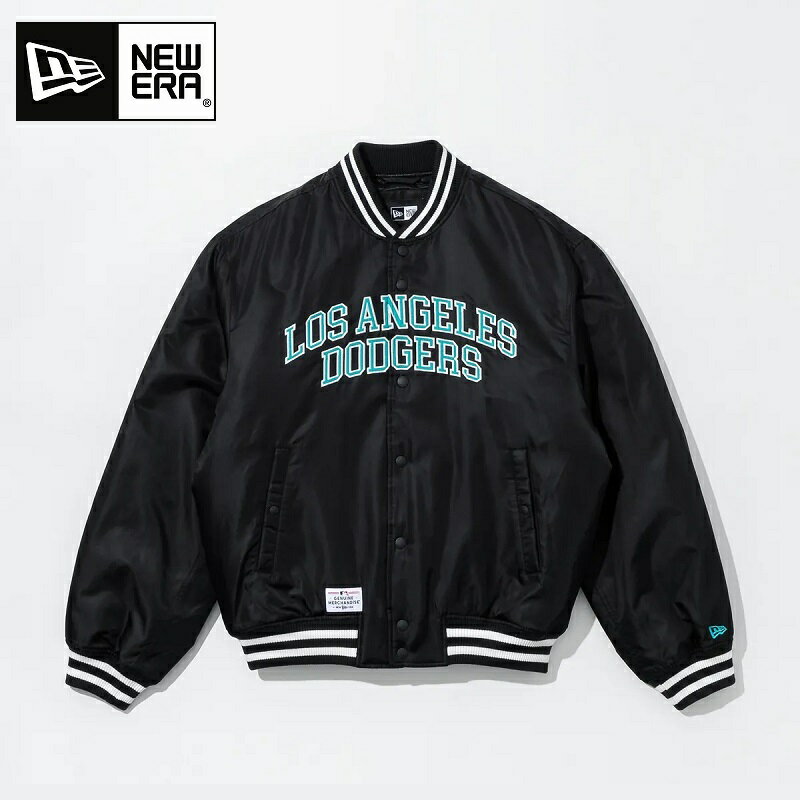NEW ERA（ニューエラ） MLB LA Dodgers Arch Logo Nylon Stadium Jacket Black MLB ロサンゼルス・ドジ..