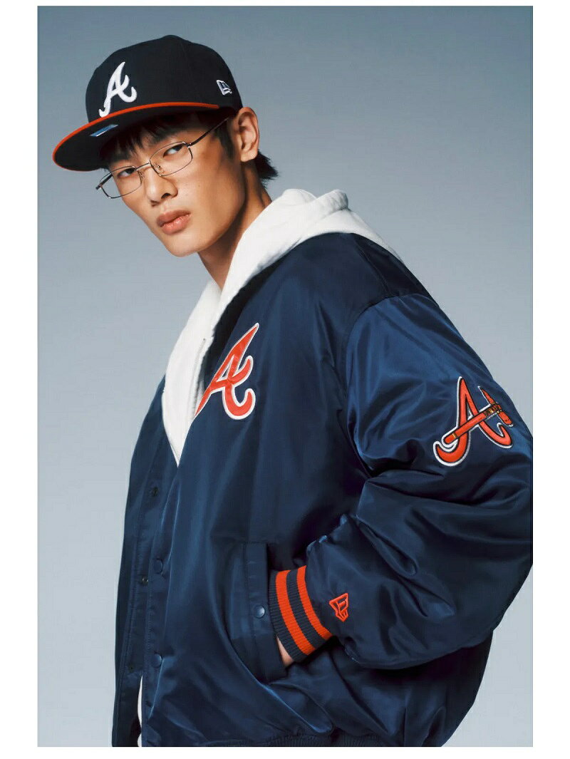 あさひみのNEW ERA（ニューエラ） MLB Atlanta Braves Authentic Stadium Jacket Navy MLB アトランタ・ブレーブス オーセンティック スタジアムジャケット ネイビー 韓国ファッション 限定品 人気 完売必須 アウター ブルゾン ユニセックス｜アングル3