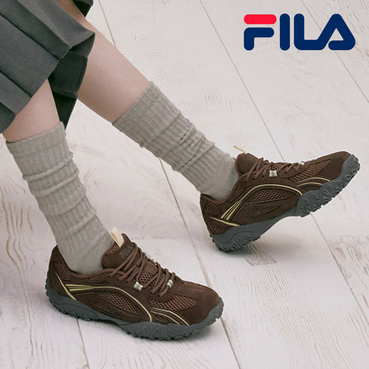 樂天商城 - FILA (フィラ) Echappe Choco Fashion Sneakers フィラ エシャペ チョコ ファッションスニーカー FILA 韓国ファッション スニーカー トレンド バレエコア ブラウン ライフスタイル カジュアル 厚底 レディース