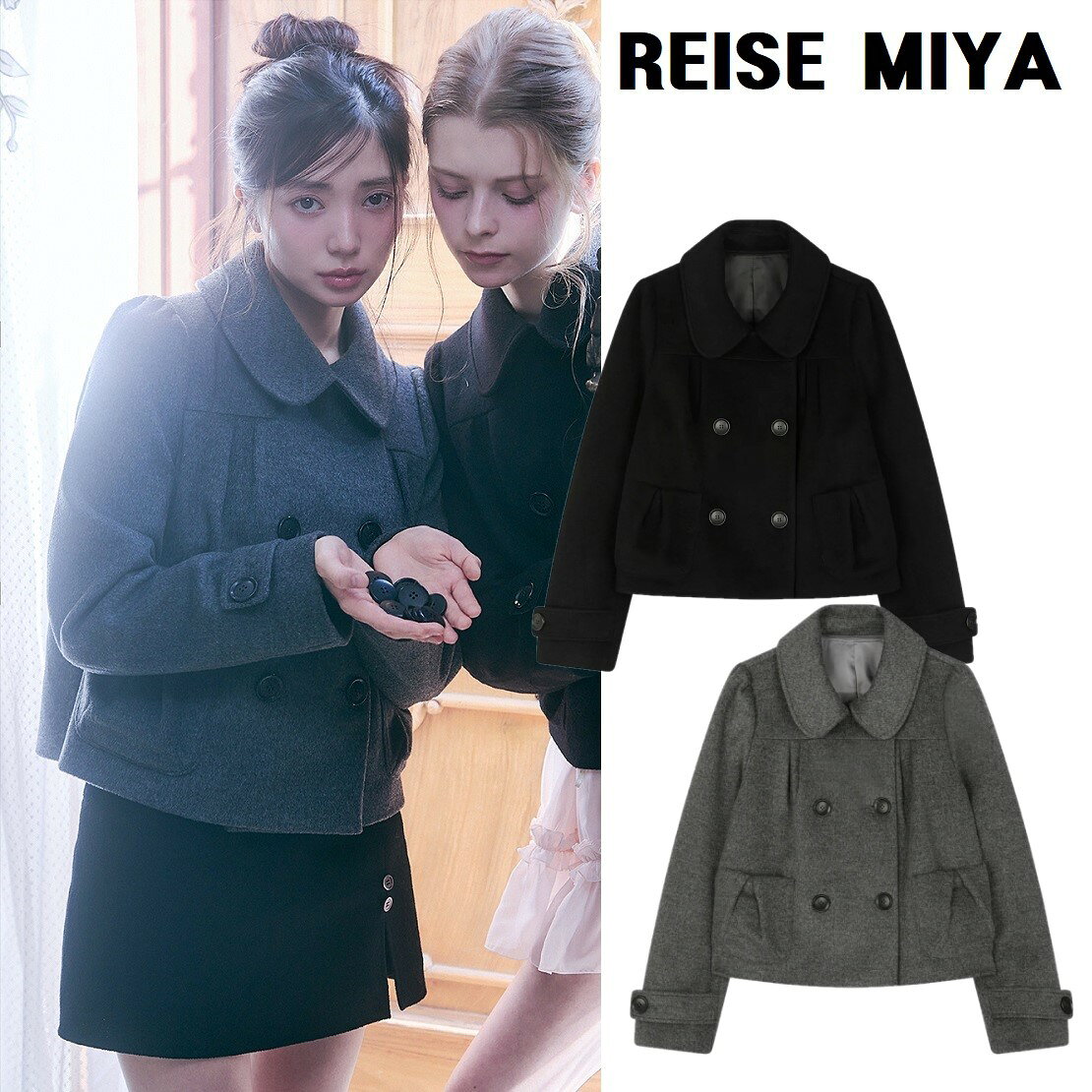 [REISE MIYA] (�쥤���ߥ�) Cashmere Rose Double Short Coat 2Color �쥤���ߥ� �����ߥ� ���� ���֥� ����...