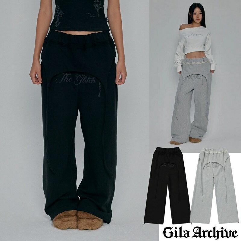 樂天商城 - [GILAARCHIVE] (ギラアーカイブ) OVERLAP SCRIPT SWEATPANTS_2COLOR ギラアーカイブ オーバーラップ スクリプト スウェットパンツ 2カラー 韓国ブランド 人気 完売必須 スウェットパンツ ワイドパンツ ストリート ユニセックス ロゴデザイン リラックスウェア デイリー