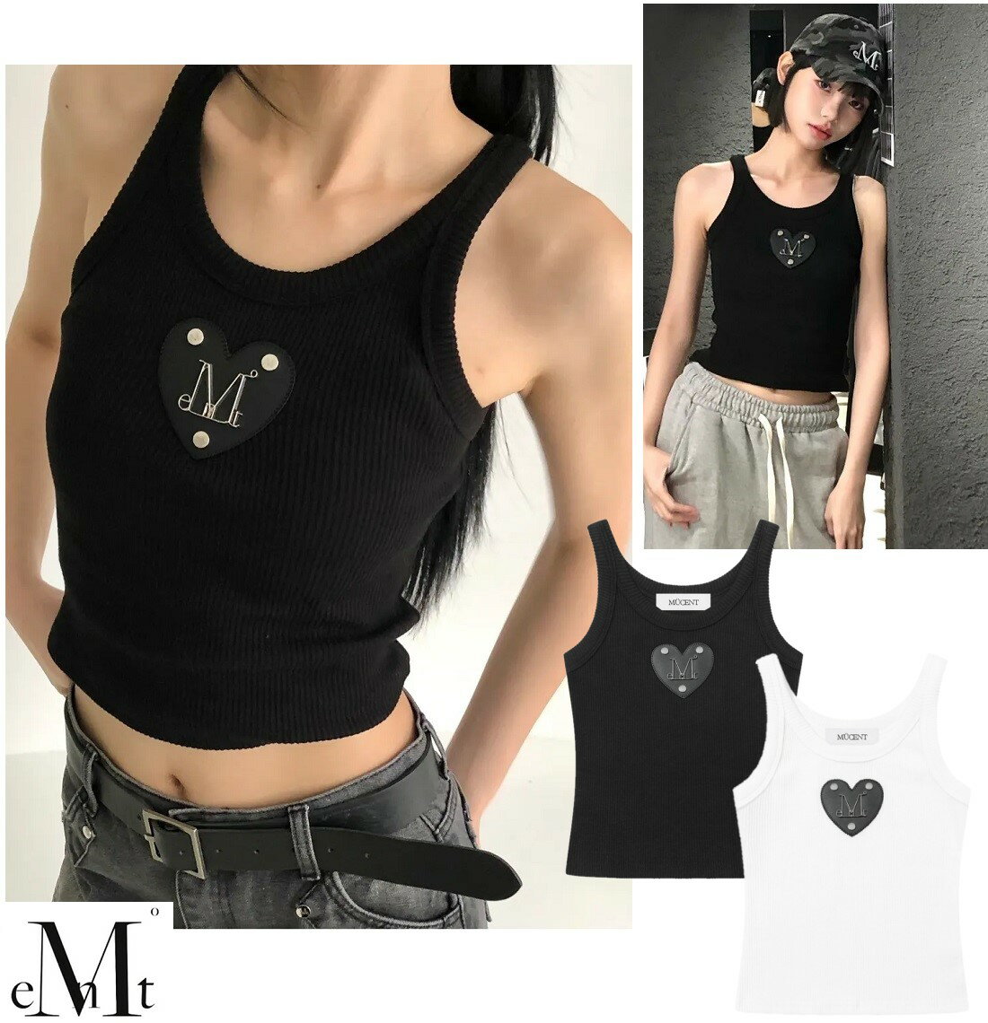 樂天商城 - [MUCENT] Dion Metal Logo Heart Patch Sleeveless Tank Top (2 Colors) [ムセント] ディオン メタル ロゴ ハート パッチ スリーブレス タンクトップ (2カラー) ムセント タンクトップ ノースリーブ スリーブレス ハートパッチ メタルロゴ 2カラー ユニセックス 韓国