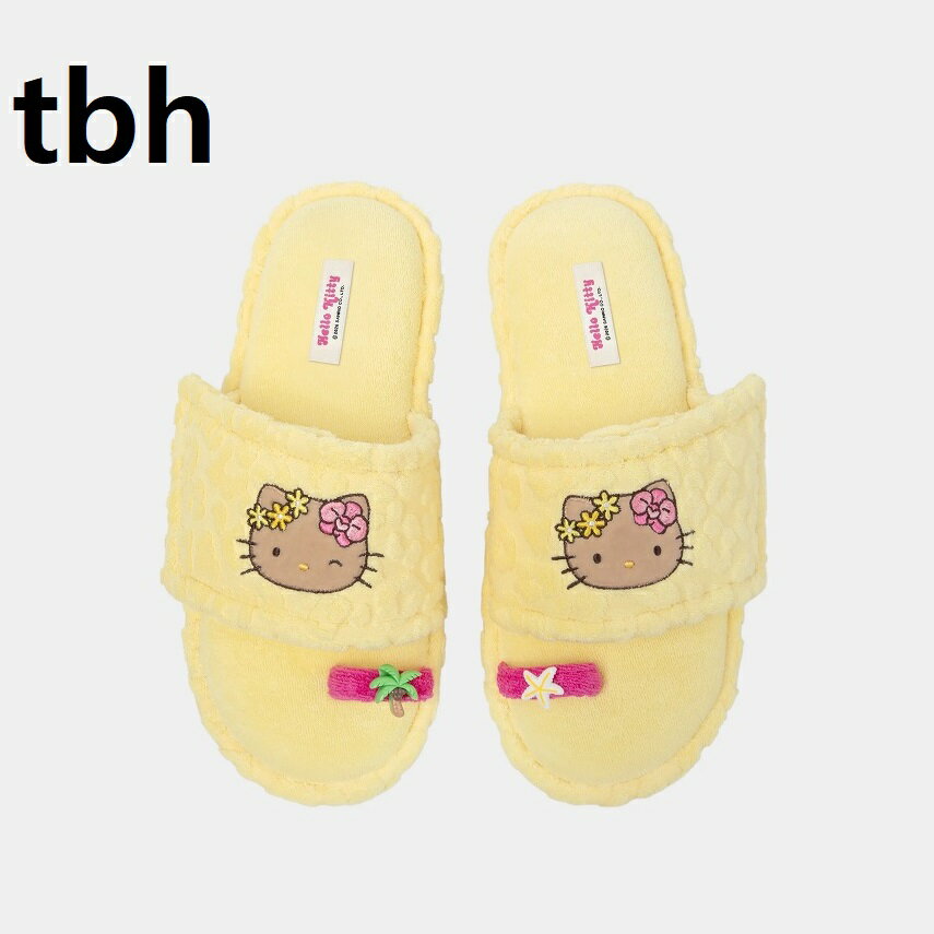  "Hello Kitty" Adjustable Terry Toe-Ring Slippers – Sunbeam Leopard  「ハローキティ」アジャスタブル テリー トゥリング スリッパ サンビーム レオパード キッズファッション tbh Hello Kitty ハローキティ サンリオ スリッパ ルームシューズ テリー生地