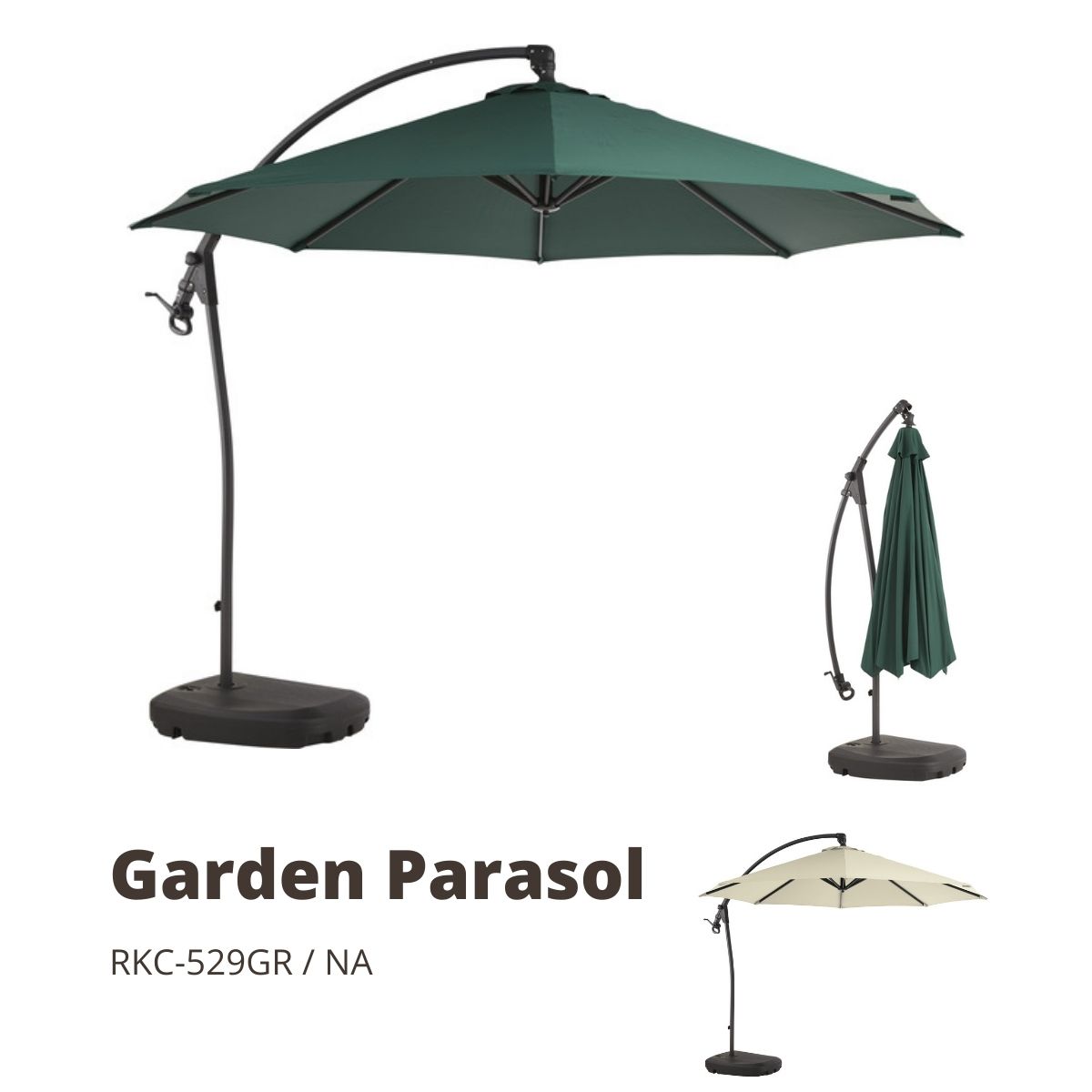【ポイント5倍 7/4 20:00〜7/11 01:59まで】ガーデンパラソル グリーン W294×D300×H262 RKC-529GR