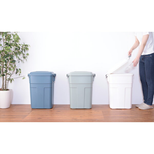 ごみ箱 おしゃれ 頑丈 送料 送料無料 ゴミ箱 2個セット トラッシュカン 50L ネイビー W45.5×D32×H57.6 フタ付き 角型 世田谷ベース ガレージライフ 日本製 LFS-936NV [3]