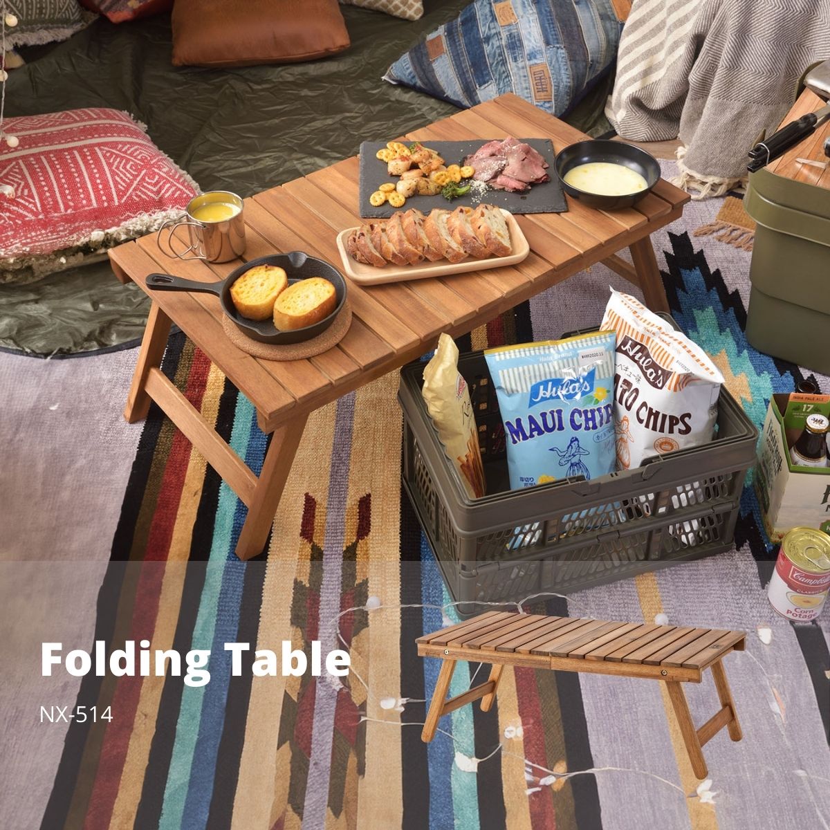 フォールディングテーブル ライトブラウン NX-514
