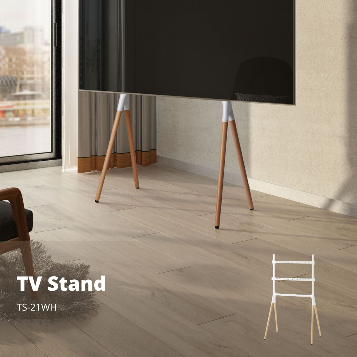 Low Board - 【ポイント5倍 4/24 20:00〜4/27 9:59まで】テレビスタンド ホワイト TS-21WH テレビスタンド テレビ台 TVスタンド TV台 イーゼルタイプ ハイタイプ おしゃれ 自立式 天然木