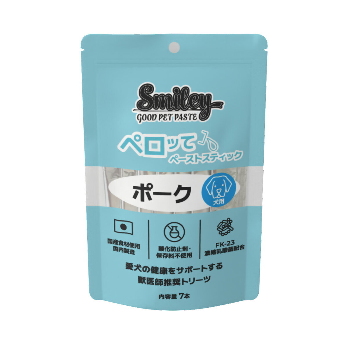 Smiley スマイリー 国産 ドッグスナック 犬用おやつ 犬用ペロッて ポーク 7本入 QIX ペット用品 ペット