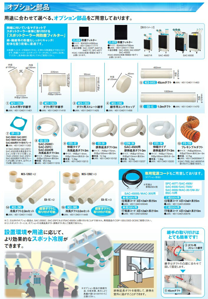 ナカトミNCD-045C 45cmダクト ※送付先は企業様名を明記願います※【個人宅送り送料別途】【代引決済不可】 スポットエアコン スポットクーラー スポットクーラー用オプション部品●ya509 3