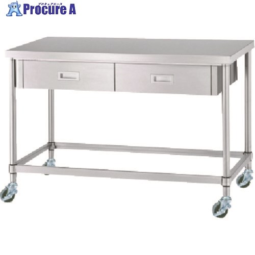 シンコー ステンレス(SUS430)作業台片面引出付四方枠キャスター付 φ75ウレタン車 900×600×800 WDZC-9060-U75 1台 ■▼123-8050【代引決済不可】※車上渡し