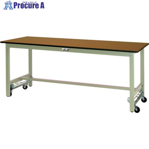 ヤマテック ワークテーブル300シリーズ ワンタッチ移動タイプ ポリエステル天板 W1500×D900×H740mm 木目柄/ヤマテックグリーン SWPU-1590-MG 1台 ■▼132-6053