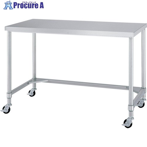 シンコー ステンレス(SUS304)作業台三方枠キャスター付 φ100ウレタン車 1800×750×800 WTNC-18075-U100 1台 ■▼133-6984 ※個人宅様送り不可(4)