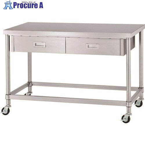 シンコー ステンレス(SUS430)作業台片面引出付四方枠キャスター付 φ100ゴム車 600×600×800 WDZC-6060-R100 1台 ■▼133-8523【代引決済不可】※車上渡し