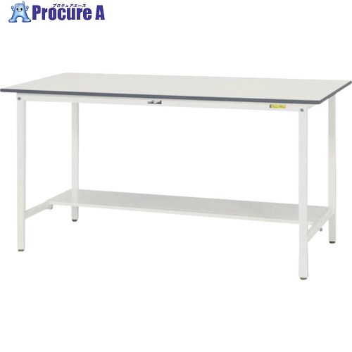ヤマテック ワークテーブル150シリーズ 固定式 半面棚板付 W1800×D750×H950mm シルキーホワイト SUPH-1875T-WW 1台 ■▼140-0098【代引決済不可】