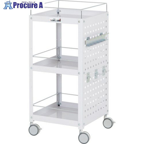 ヤマテック コンビニワゴン 双輪キャスター パンチングパネル・コボレ止め付き3段 W400×D400×H892mm パ..