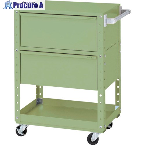 ヤマテック スペシャルワゴン W600×D400 移動式 キャビネット超深型1段×2個 ヤマテックグリーン W6CS-D2-G 1台 ■▼868-3411【代引決済不可】