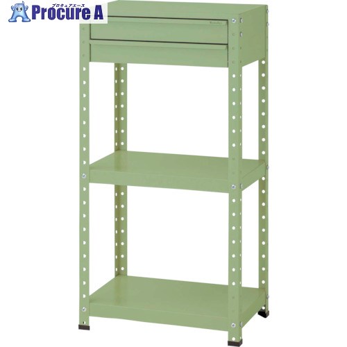 ヤマテック スペシャルワゴン 固定式 キャビネット浅型2段×1個 ヤマテックグリーン W6H-S-G 1台 ■▼868-3535