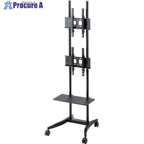 SANWA 32〜55型対応上下2面液晶ディスプレイスタンド CR-PL37BK 1台 ■▼246-5185 ※個人宅様送り不可