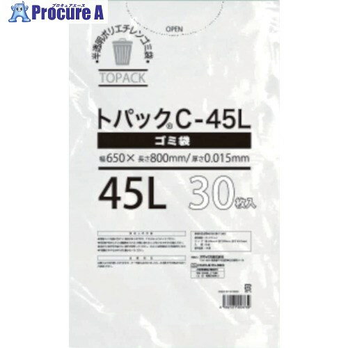 オザックス トパックゴミ袋 C 45L 厚さ0.015mm 30枚 00442603 1冊 ▼458-0651【代引決済不可】