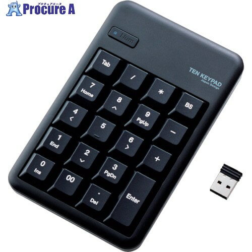 ELECOM 2.4GHzワイヤレステンキーパッド ブラック TK-TDM017BK 1個 ▼122-2558【代引決済不可】