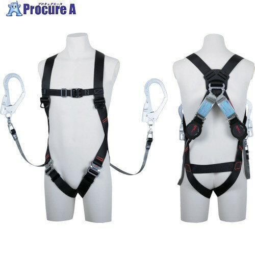 TSUYORON ライトハーネス ツインランヤード付き ロック機構付き巻取式ワン・ハンドリトラ 黒 Lサイズ TH-510-2OH93SV-OT-BLK-L-2R23-BX 1本 ▼163-5032