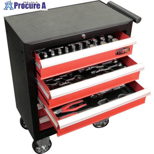 TONE 整備用工具セット ミニローラーキャビネットセット 間口615×奥行340×高さ835mm 52点セット TCS4100 1S ■▼499-1747 ※車上渡し ●YA513
