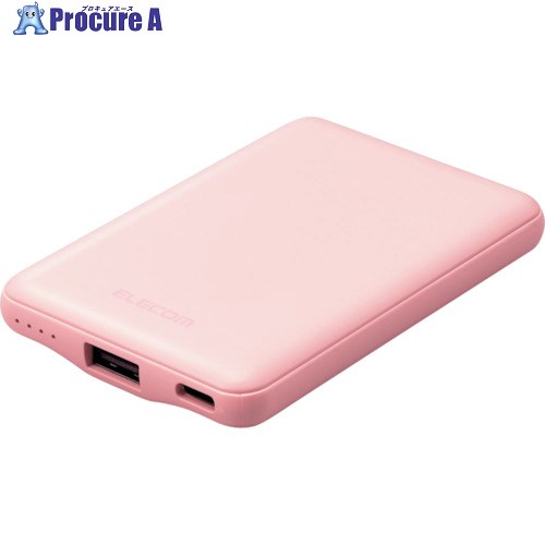 ELECOM モバイルバッテリー 12W対応 USB-A出力×1 Type-C入力 5000mAh ピンク DE-C37-5000PN 1個 ■▼422-6118【代引決済不可】