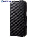 ELECOM iPhone14用レザーケース 手帳型 薄型 磁石付き カーボン調(ブラック) PM-A22APLFUCB 1個 ■▼480-0021【代引決済不...