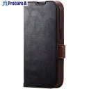 ELECOM iPhone14Pro用レザーケース 手帳型 耐衝撃 磁石付き ステッチ ブラック PM-A22CPLFYBK 1個 ■▼480-0084【代引決...