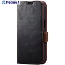 ELECOM iPhone14用レザーケース 手帳型 耐衝撃 磁石付き ステッチ ブラック PM-A22APLFYBK 1個 ■▼480-0124【代引決済不可...