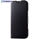 ELECOM iPhone16Plus用レザーケース 手帳型 薄型 磁石付き カーボンブラック PM-A24BPLFUCB 1個 ■▼693-5380【代引決済...