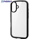 ELECOM iPhone16用タフスリムライトケース フレームカラー 背面ガラス ストラップシート付 ブラック PM-A24ATSLFCGBK 1個 ■▼69...