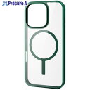 ELECOM iPhone16Pro用ハイブリッドケース フレームカラー MAGKEEP ディープグリーン PM-A24CMAG03GN 1個 ■▼693-54...