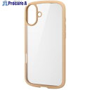ELECOM iPhone16Plus用タフスリムライトケース フレーム 背面クリア ストラップシート付 カフェオレ PM-A24BTSLFCBE 1個 ■▼6...