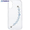 ELECOM iPhone16用ケース ハンドバンド &Me ストラップシート付属 クリア×クリアブルービーズ PM-A24AHVHBBU 1個 ■▼693-7...