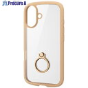 ELECOM iPhone16用タフスリムライトケース フレームカラー 背面クリア リング付き カフェオレ PM-A24ATSLFCRBE 1個 ■▼693-7...