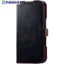ELECOM iPhone16用レザーケース 手帳型 耐衝撃 磁石付き ステッチ ブラック PM-A24APLFYBK 1個 ■▼693-7056【代引決済不可...