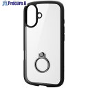 ELECOM iPhone16用タフスリムライトケース フレームカラー 背面クリア リング付き ブラック PM-A24ATSLFCRBK 1個 ■▼693-8585【代引決済不可】