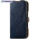 ELECOM iPhone16用レザーケース 手帳型 耐衝撃 磁石付き ステッチ ネイビー PM-A24APLFYNV 1個 ■▼693-8600【代引決済不可...