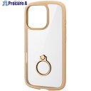 ELECOM iPhone16Pro用タフスリムライトケース フレームカラー 背面クリア リング付き カフェオレ PM-A24CTSLFCRBE 1個 ■▼69...