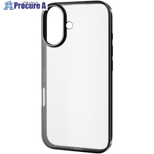 ELECOM iPhone16用ソフトケース サイドメッキ メタリックブラック PM-A24AUCTMBK 1個 ■▼694-0131