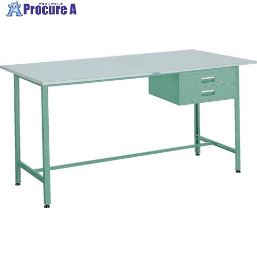 TRUSCO 軽荷重立作業台(300kg)HAE型 1800X900XH900 2段引出付 グリーン色 HRAE-1809F2 (リノリュームバリテンバン) 1台 ■▼278-5056【代引決済不可】