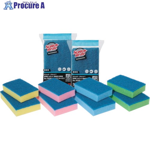 3M スコッチ・ブライト 多用途スポンジ 異物混入対策用 No.3030 アオ 115X75mm 3030 BLU 1個 ▼208-2700【代引決済不可】