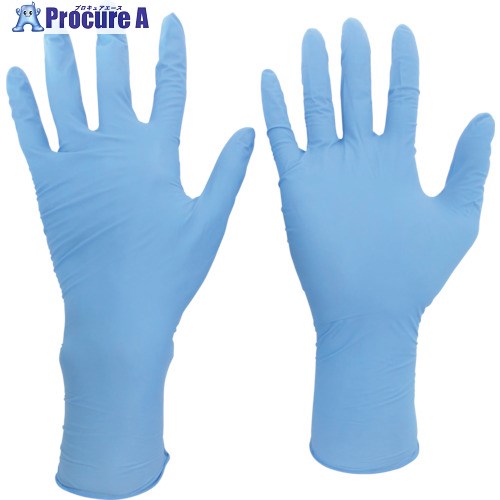 ミドリ安全 ニトリル使い捨て手袋 ロング 粉なし 青 M (100枚入) VERTE-756H-M 1箱 ▼447-8592【代引決済不可】