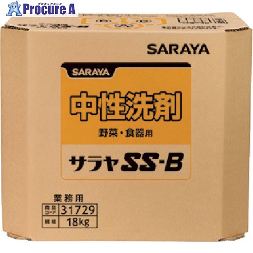 清掃・衛生用品 労働衛生用品 食器・厨房機器洗剤 サラヤ（株）メーカー名サラヤ（株）プラス名称 サラヤ商品名サラヤ　サラヤSS−B18kg八角BIB型式31729メーカー希望小売価格【税抜】open（税抜）オレンジブック年　ページ発注コード324-3167JANコード4973512317293特長●優れた洗浄力で、油汚れに強い洗剤です。●経済的にお使いいただけまず。用途●野菜・果物・食器・調理用具の洗浄に。仕様●容量(kg)：18●使用量の目安：水1Lに対して2.5mL●食器調理器具で汚れがひどい場合は、原液をスポンジにつけて使用材質●内袋：PE●ON／キャップ：PEセット内容／付属品注意●詰替え用コック・ノズルは別売（品番：52066 マキシコック細口タイプ）です原産国タイ重量19KG納期目安当日〜2営業日以内に発送 ※欠品時別途連絡