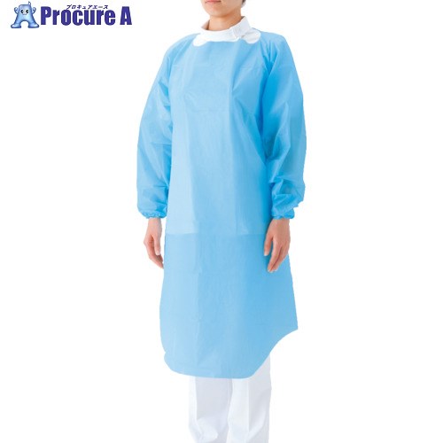 サラヤ プラスチックガウン 袖つき ブルーF (15枚入) 51096